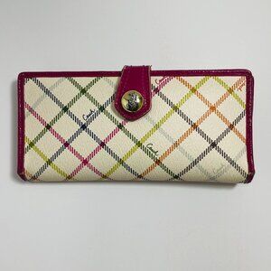 Coach Rainbow Plaid Wallet with Pink Patent Trim – Worn Condition